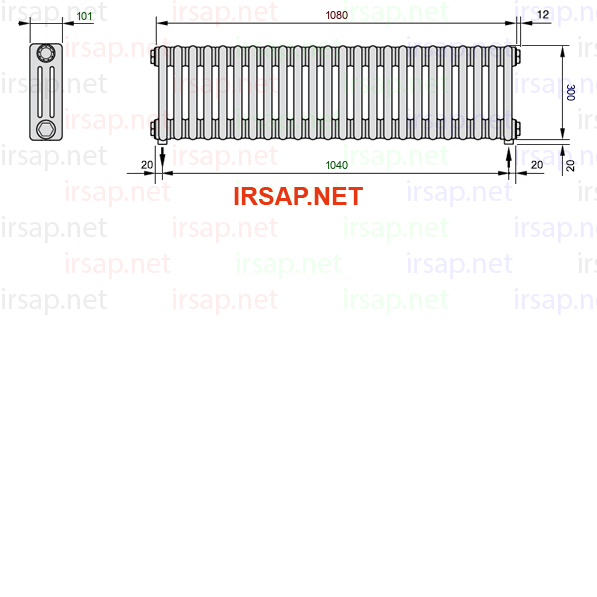 чертеж радиатора Irsap Tesi 30300-2430300-24-16-01